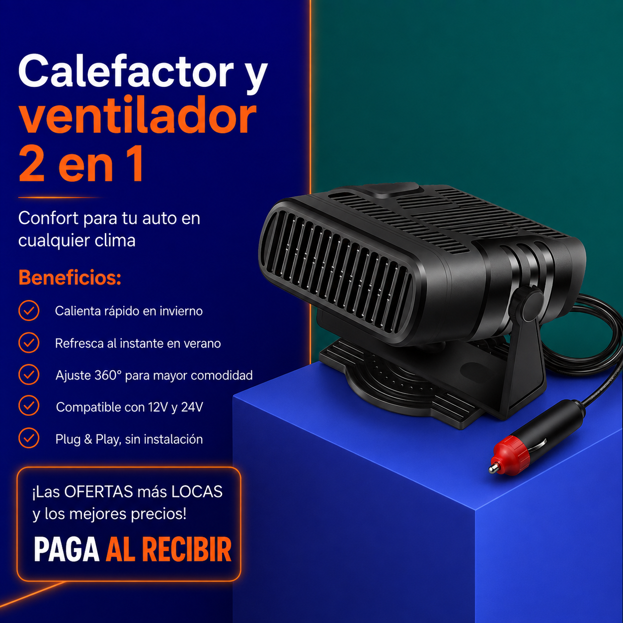 Calefactor y Ventilador 2 en 1 Portátil